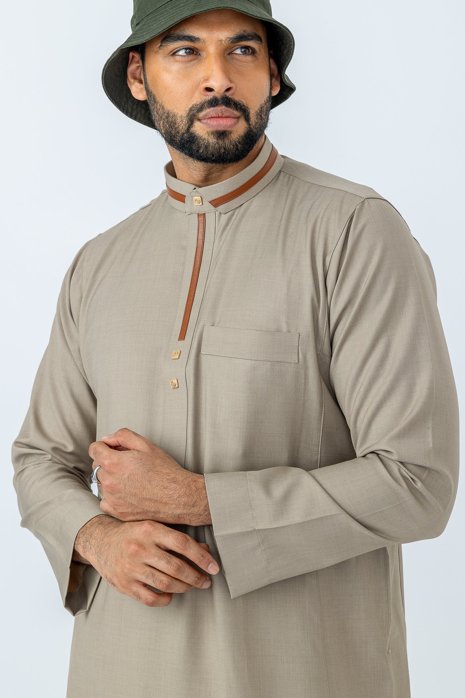 713 Desert Sand Thobe for Men - Lightweight & Breathable Islamic Robe - Perfect for Prayer, Hajj, and Everyday Wear