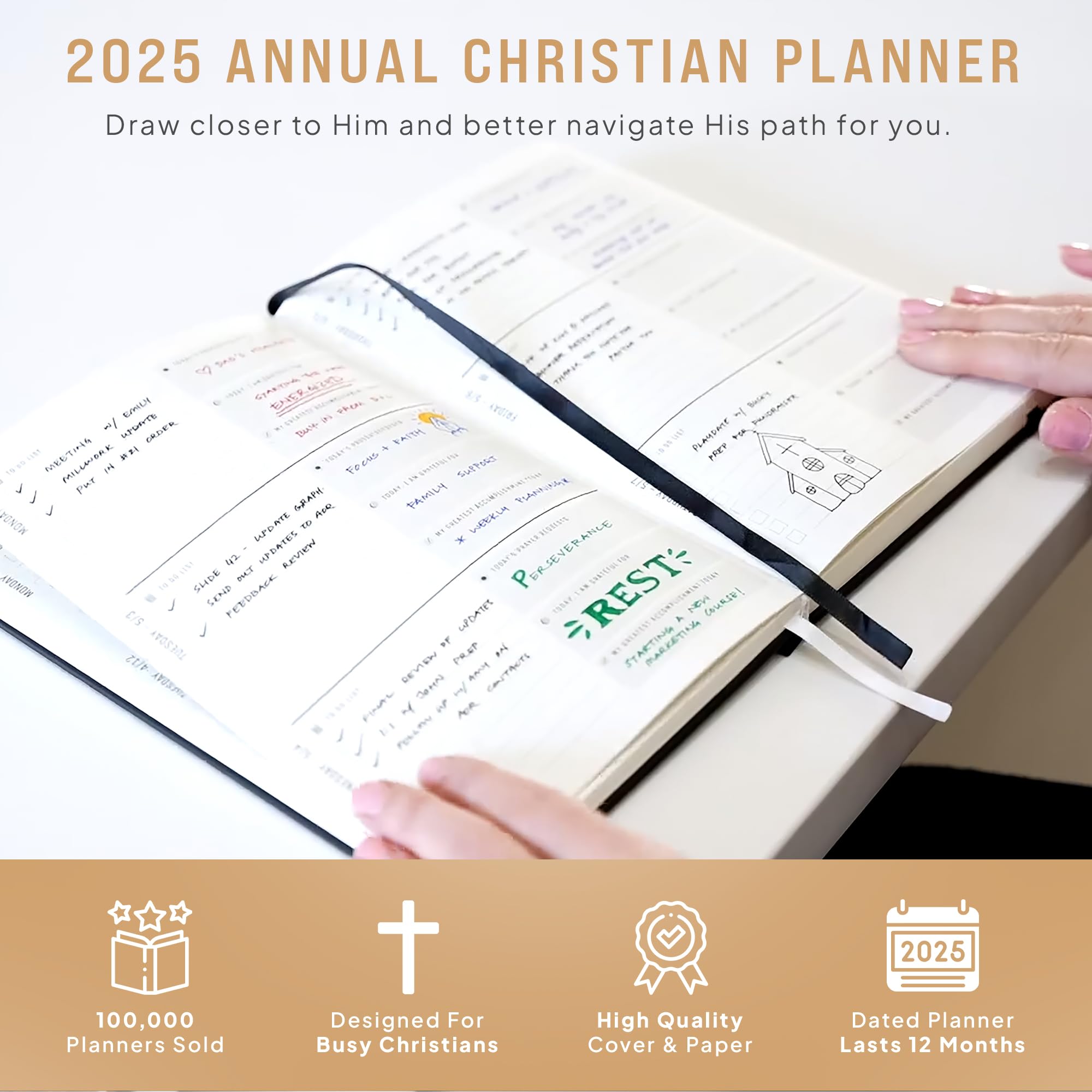 2025 Christian Planner - Bible & Prayer Journal for Women & Men | Weekly & Monthly Faith Planner | Perfect for Daily Devotion & Worship