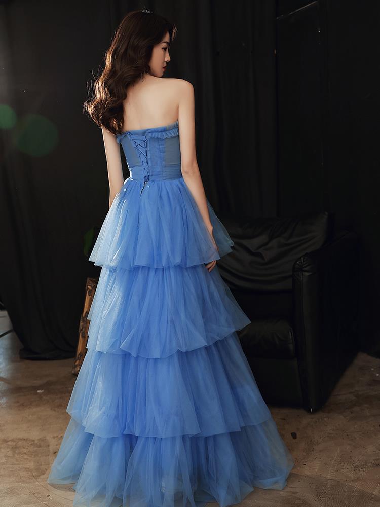 Elegant Blue A-Line Tulle Prom Dress with Sweetheart Neckline & Strapless Design - Perfect for Evening Balls, Homecoming, and Formal Events
