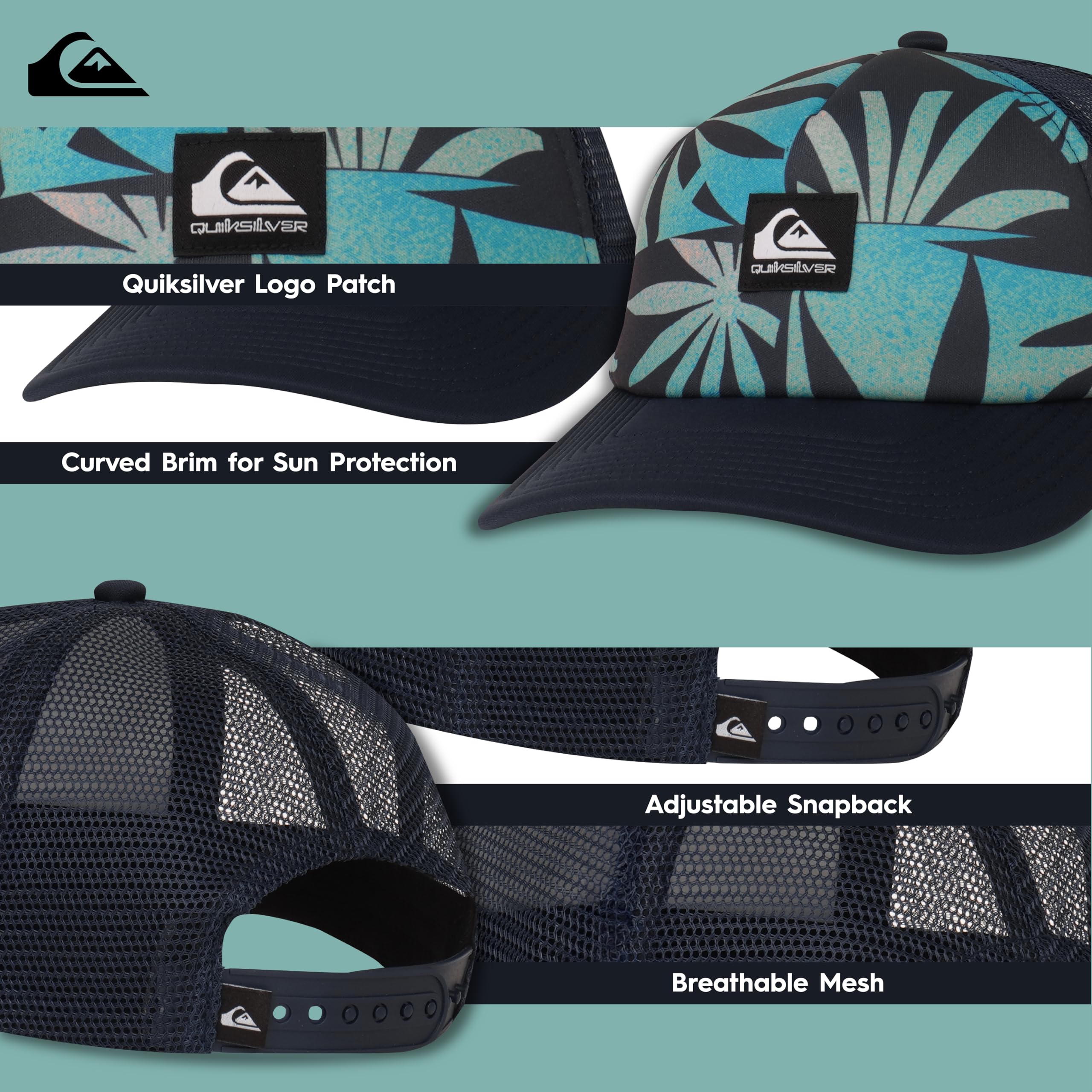Quiksilver Boys' Emu Coop Snapback Trucker Hat - Adjustable Cotton Baseball Cap for Kids & Teens - Perfect for Outdoor Sports, Beach & Casual Wear