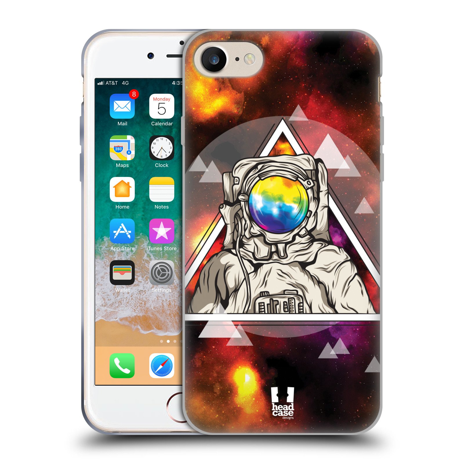 Rainbow Astronaut Soft Gel Phone Case for Apple iPhone 7/8/SE (2020 & 2022) - Durable Protective Cover with Triangle Design | Perfect for Everyday Use, Travel & Space-Themed Gifts