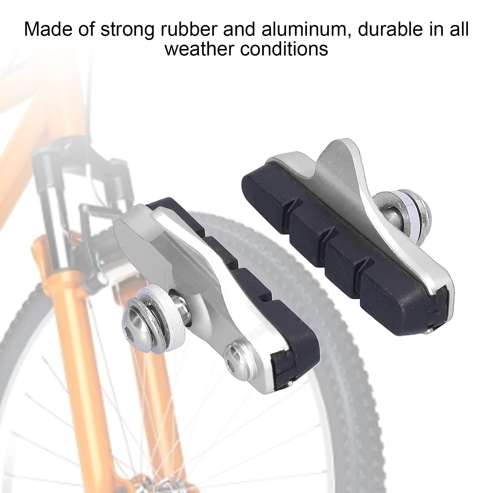 Premium Bike C-Brake Pads - Durable Rubber & Aluminum Brake Blocks for Enhanced Safety (Silver) | Ideal for Mountain Bikes, Road Bikes & Cycling Enthusiasts