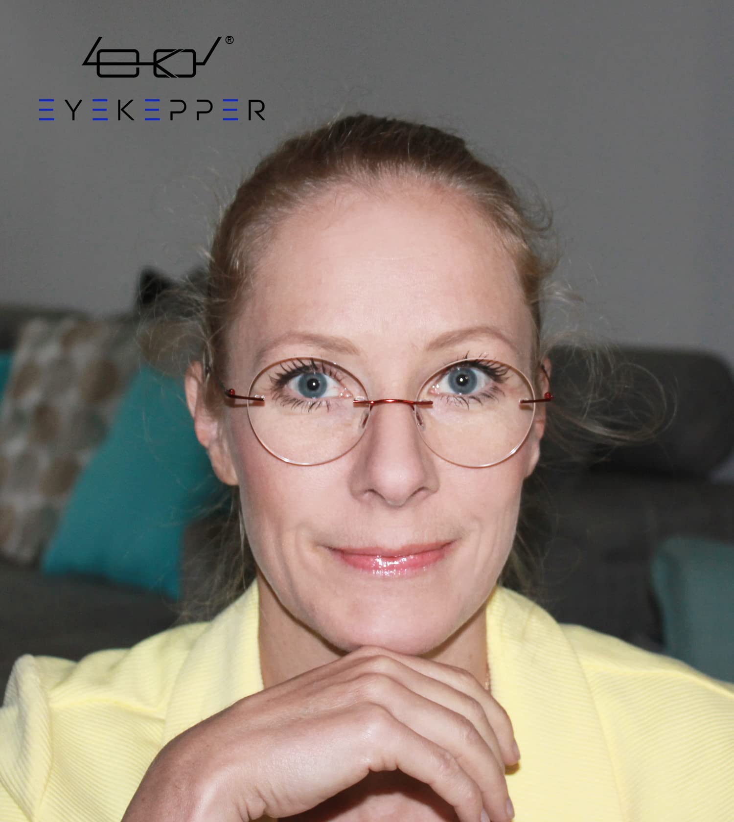 Eyekepper Frameless Reading Glasses for Women & Men - Lightweight Round Rimless Readers with Spring Hinges (Perfect for Reading, Working, and Computer Use)