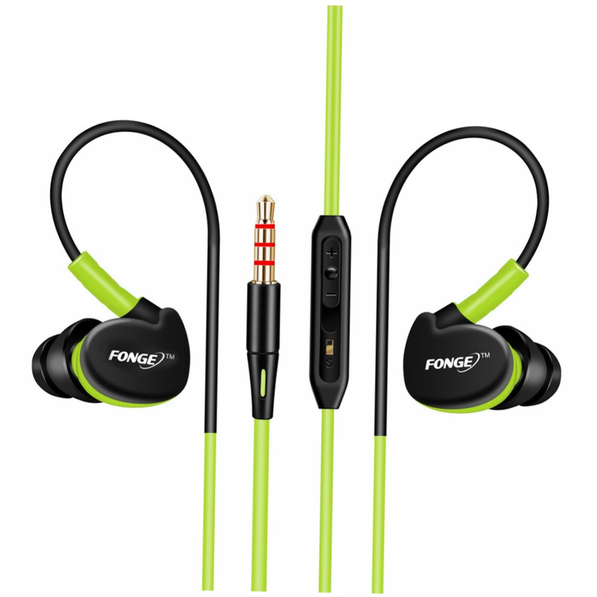 Artibetter Wired Earbuds with Microphone - 3.5mm Bass Sound Headphones, Waterproof In-Ear Headset (Green) - Perfect for Running, Gym Workouts & Daily Commute