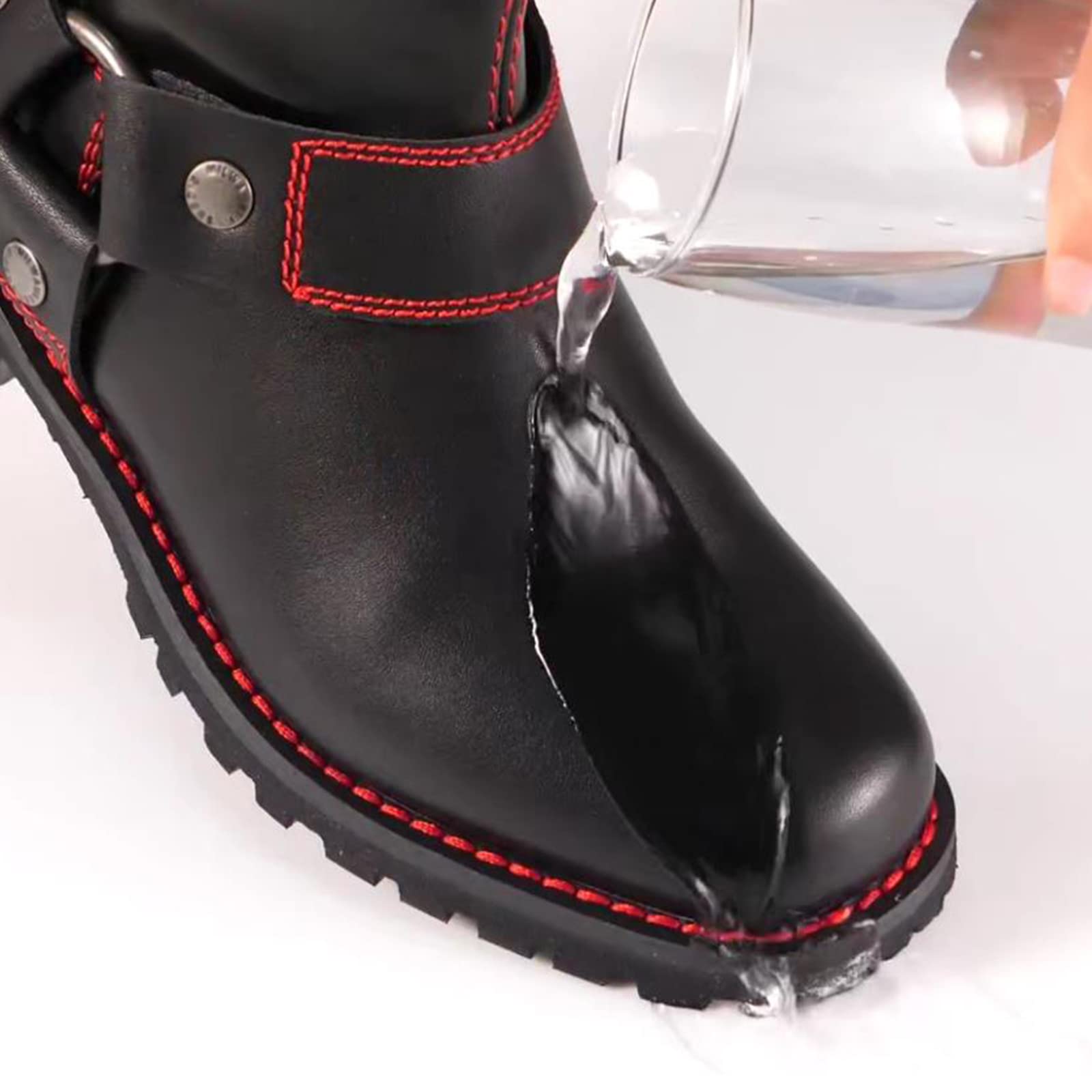 Dream Apparel Women's Motorcycle Riding Boots - Black PU Leather Biker Boots with Square Toe, Lace Up & Side Zipper | Knee High Riding Boots for Harley Davidson & Cruiser Bikes | Perfect for Motorcycle Enthusiasts & Urban Fashion