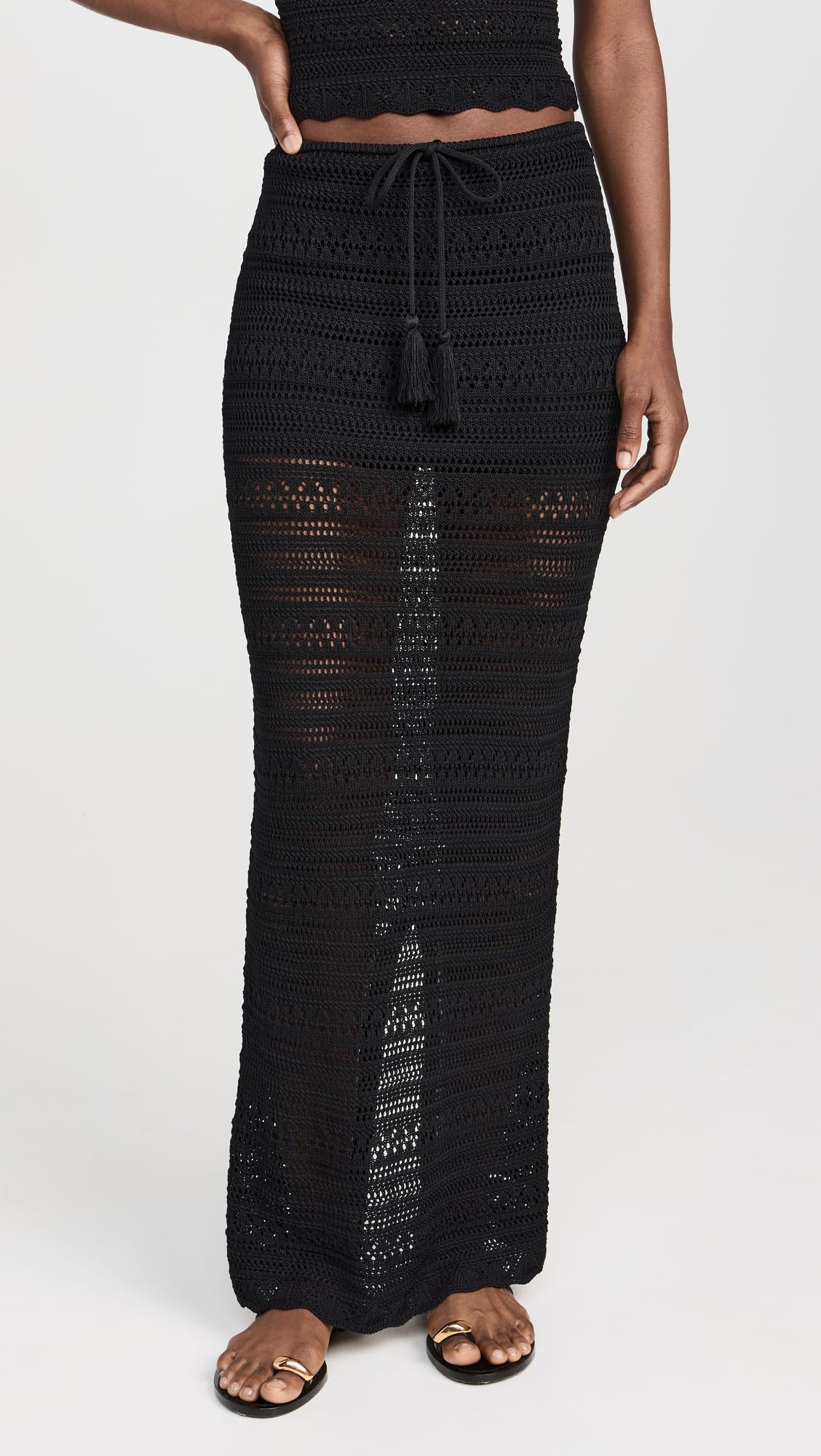 PQ Swim Women's Crochet Long Skirt - Boho Beach Cover Up, Summer Maxi Skirt for Swimwear, Poolside, Vacations & Music Festivals