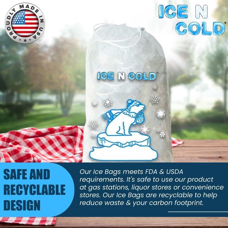 20lb Ice Bags with Drawstring Closure | 400 Count Bulk Pack | 50 Micron Thick Reusable Freezer Bags | Perfect for Camping, Picnics, Sports Events & Emergency Cold Storage