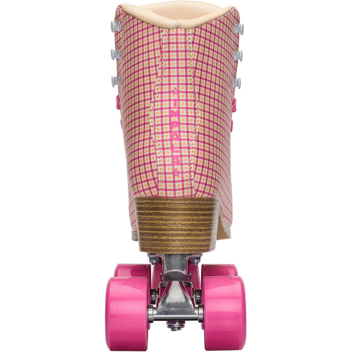 Impala Pink Tartan Roller Skates for Women - Retro Quad Skates with Light-Up Wheels - Perfect for Outdoor Skating, Roller Rinks, and Themed Parties