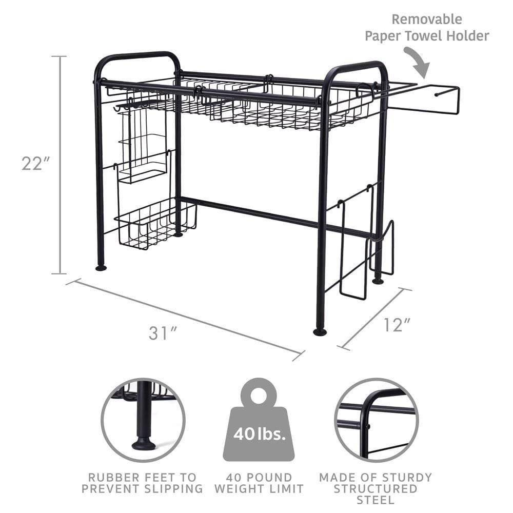 2-Tier Over the Sink Dish Drying Rack - 31 Inch Stainless Steel Kitchen Organizer for Plates, Bowls & Utensils | Space-Saving Drying Solution for Small Kitchens & Apartments