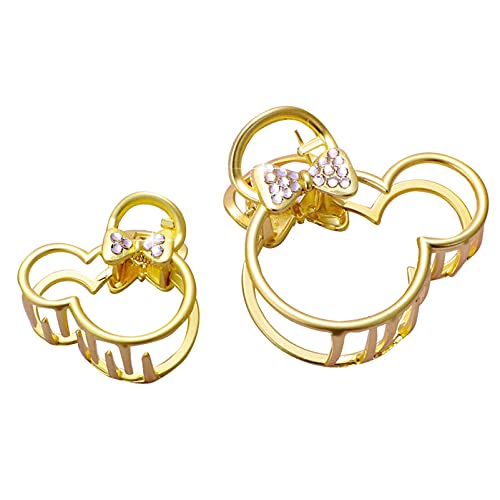 Vintage Mickey Mouse Rhinestone Hair Claw Clips - Large Size Metal Hair Clasps with Imitation Diamonds for Women, Girls & Kids (2 Pack) - Perfect for Parties, Cosplay & Disney Themed Outfits