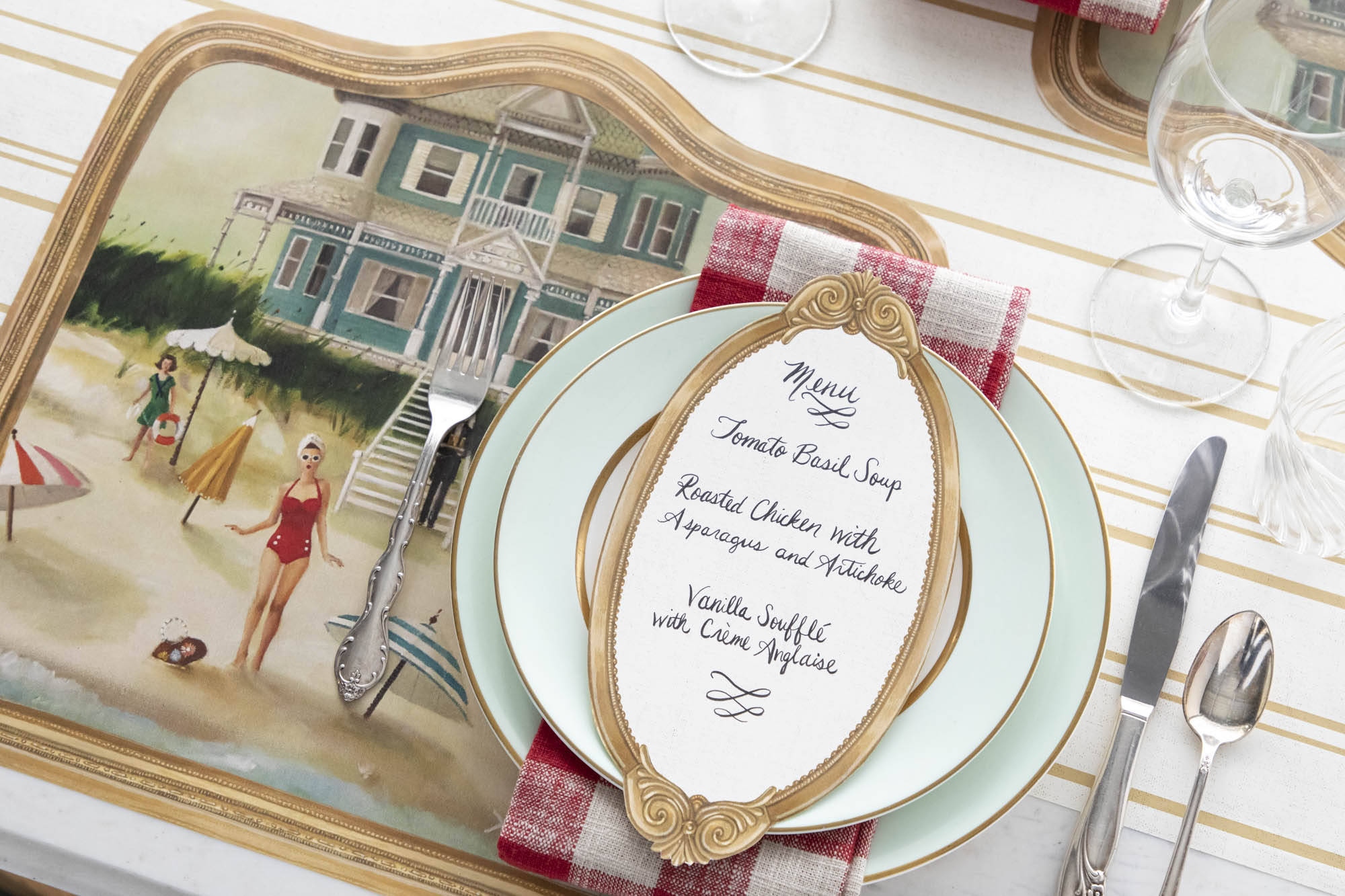 Custom Die-Cut Beach House Placemats - Waterproof & Non-Slip Coastal Dining Decor for Outdoor Patio, Poolside, and Beachfront Entertaining