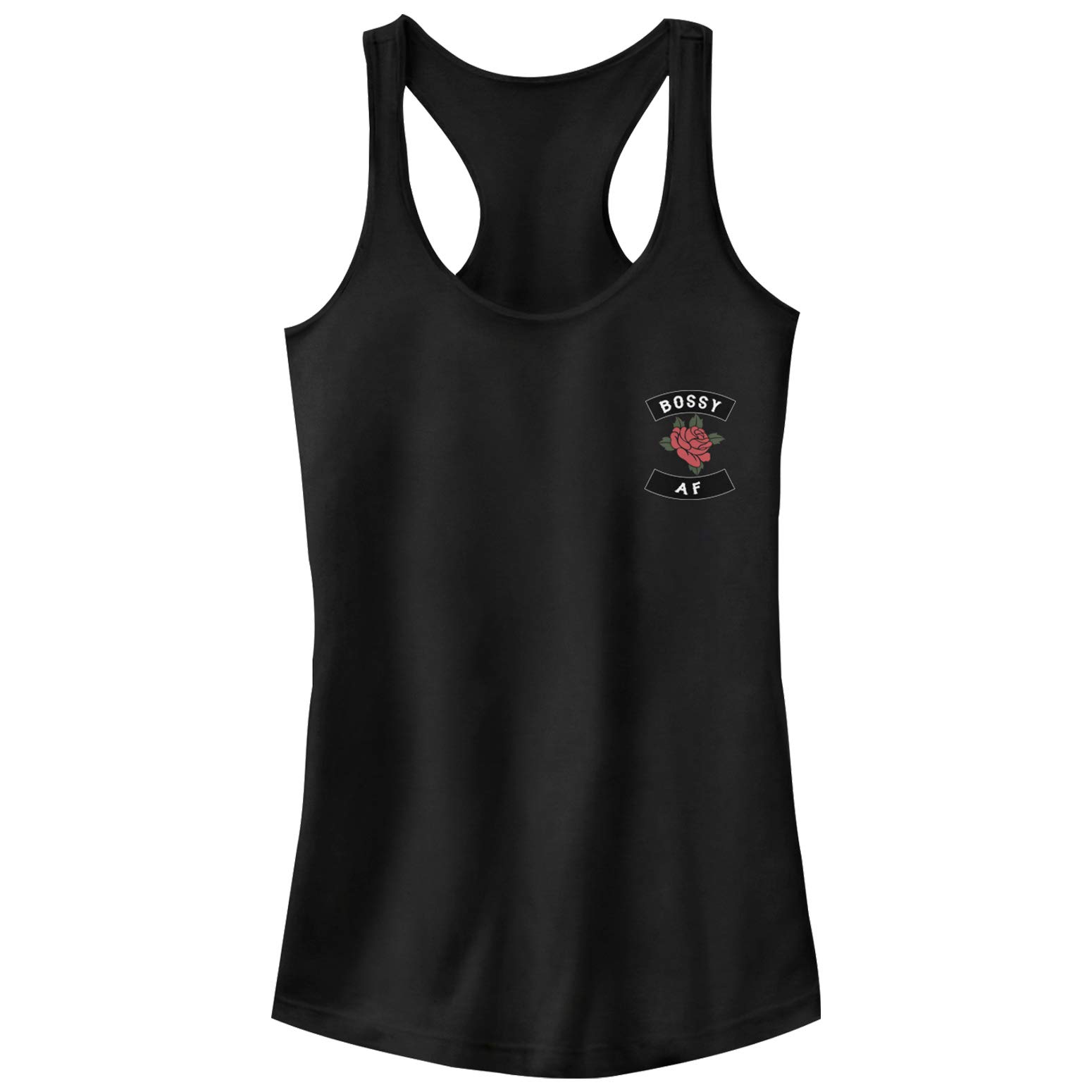 Junior's Chin UP Bossy AF Rose Racerback Tank Top - Women's Trendy Workout & Gym Tank Top for Fitness, Yoga & Casual Summer Wear
