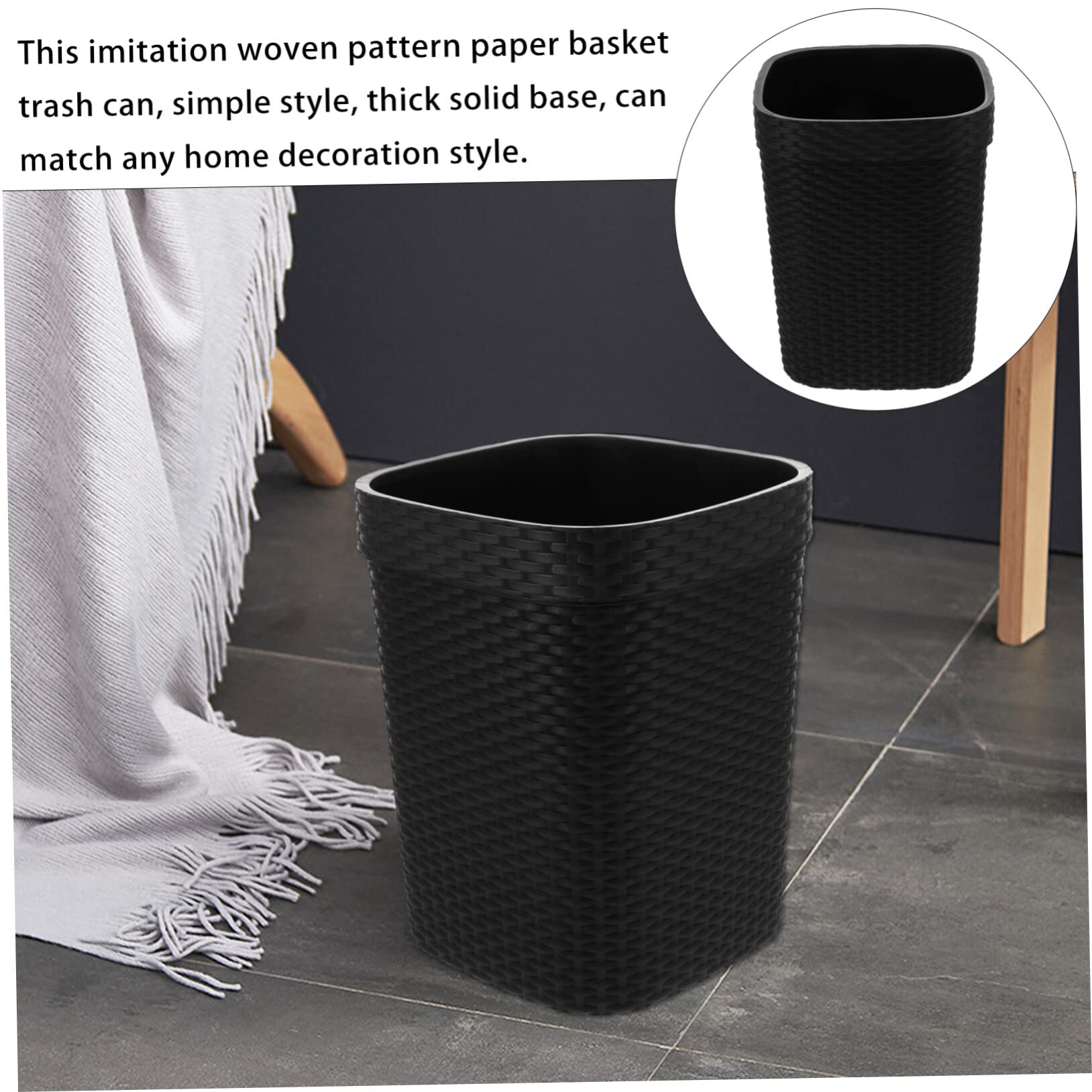 Operitacx Woven Waste Basket - 5L Plastic Trash Can for Home & Office Use | Eco-Friendly Small Garbage Bin for Desk, Bathroom, Kitchen & Bedroom | Modern Home Organization Accessory