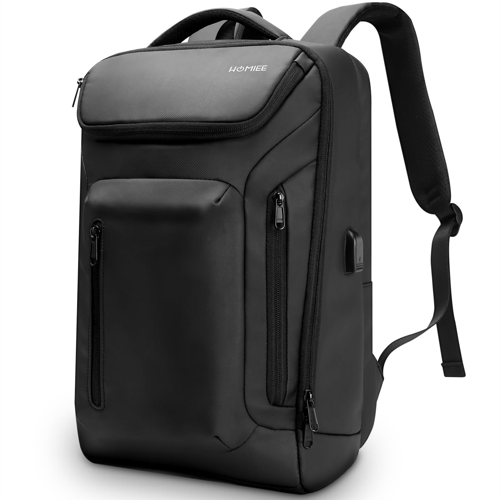HOMIEE Business Smart Backpack - Waterproof & Slim 15.6 Inch Laptop Backpack with USB Charging Port - Durable High-Tech Daypack for Work, Travel & College - Black    Perfect for Professionals, Students & Commuters - Office, Business Trips & Daily Use