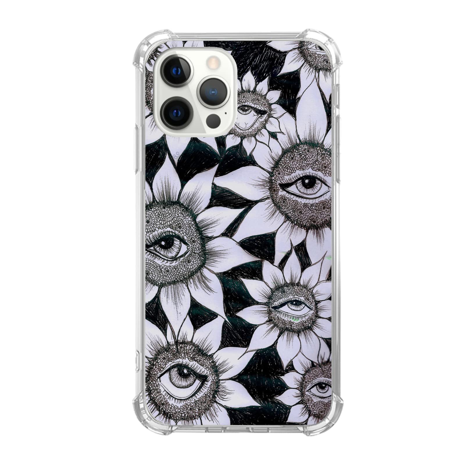 Retro 70s Hippie Flower Phone Case for iPhone 14 Pro Max - Vintage Psychedelic Design TPU Bumper Cover for Women Men - Trendy Protective Case for Daily Use, Travel & Outdoor Activities