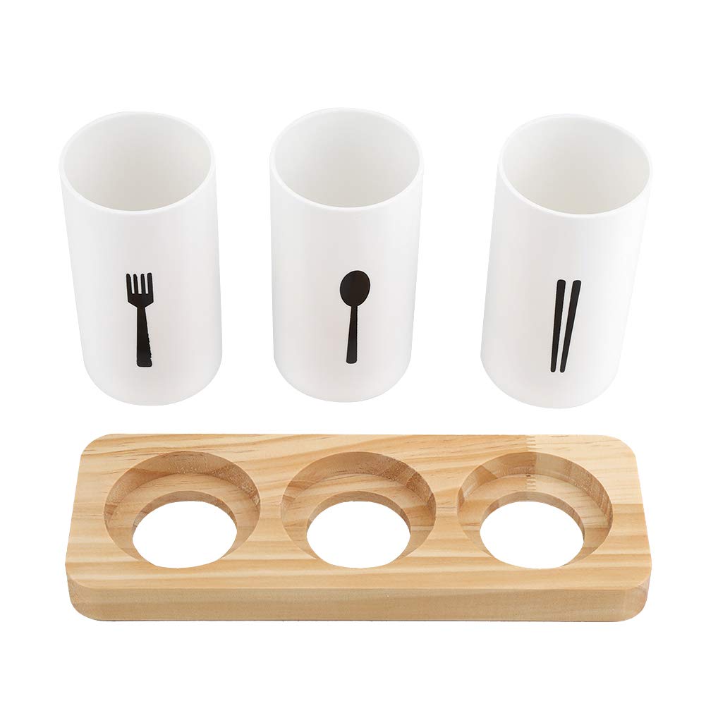 Premium Oak Wood Chopsticks Holder with Bamboo Base - Kitchen Cutlery Storage Box, Drain Rack & Knife Organizer - Perfect for Asian Dining, Sushi Nights & Organized Kitchen Countertops