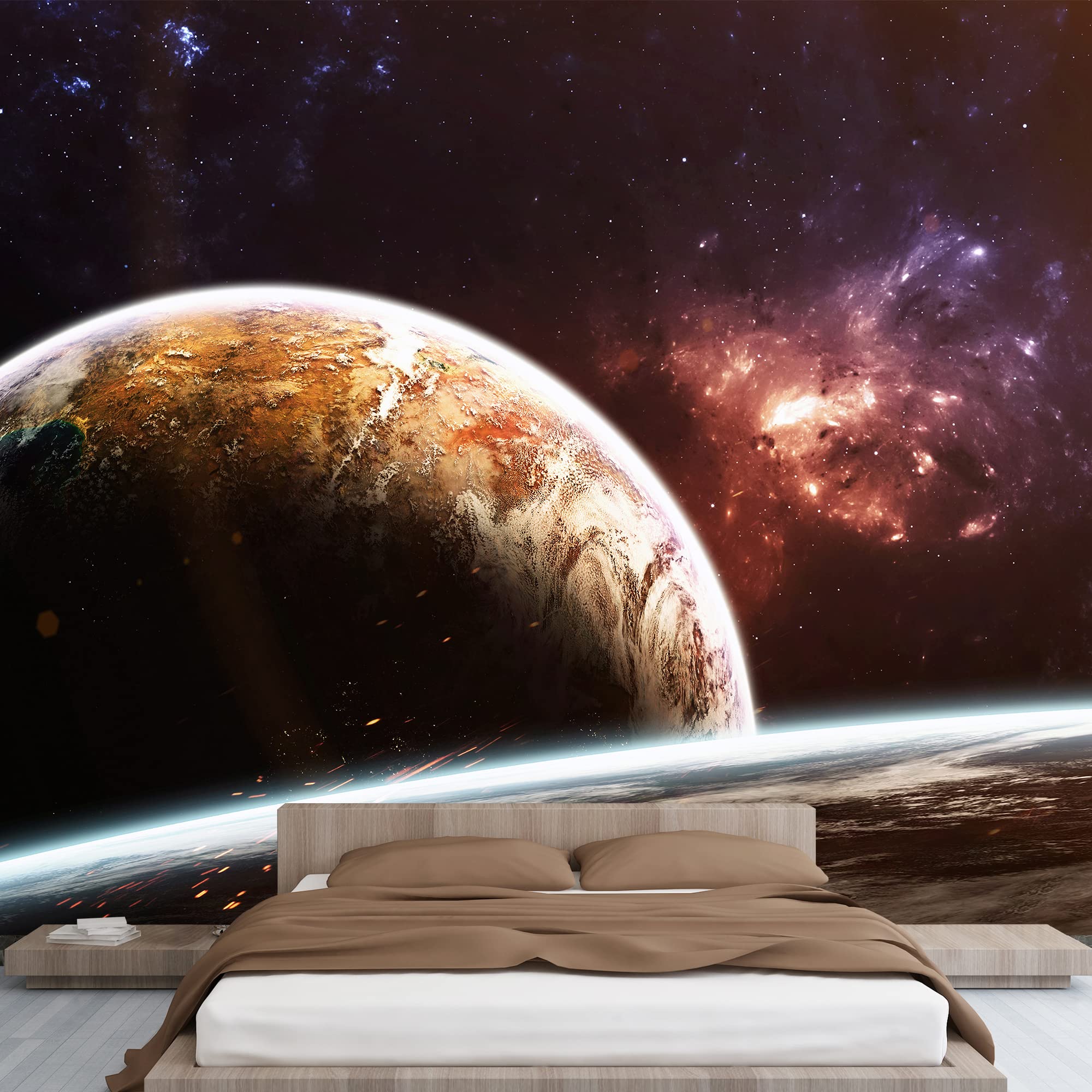 Removable Peel and Stick Wallpaper - Space Universe Planets Wall Mural (100x144 inches) for Bedroom, Living Room, Nursery & Home Decor