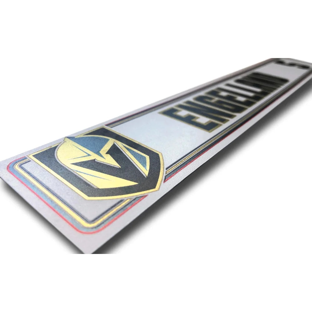 Authentic Deryk Engelland Vegas Golden Knights Game Used Locker Room Nameplate - Perfect for NHL Memorabilia Collectors and Hockey Fans Decor