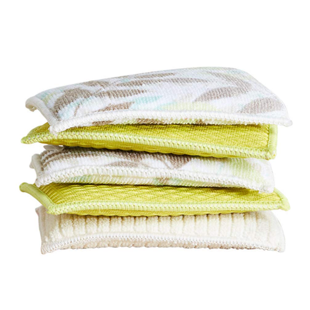 Hemoton 5-Pack Absorbent Kitchen Sponges - Reusable Dish Washing Scrubbers for Sinks, Countertops & Cookware - Heavy Duty Cleaning Sponges for Dishes, Pots & Pans (Random Colors)