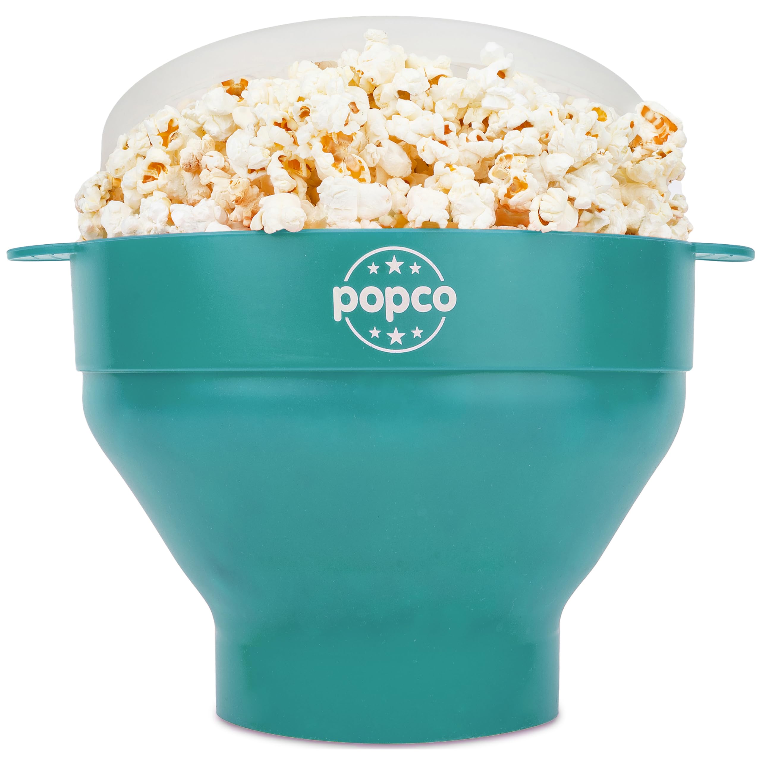 Original Popco Silicone Microwave Popcorn Popper with Handles - BPA-Free Collapsible Popcorn Bowl, Dishwasher Safe & Easy Storage - Perfect for Movie Nights, Snacks & Family Fun (15 Colors - AQUA)