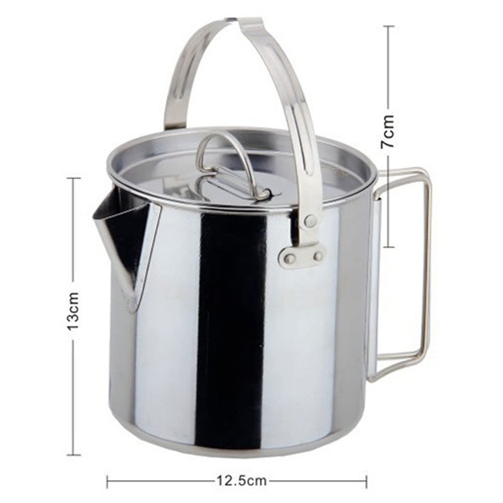 Foldable Stainless Steel Stovetop Tea Kettle - 1.2L Portable Camping Kettle for Outdoor Picnics, Hiking & Travel - Compact Cookware for Stove Top Use
