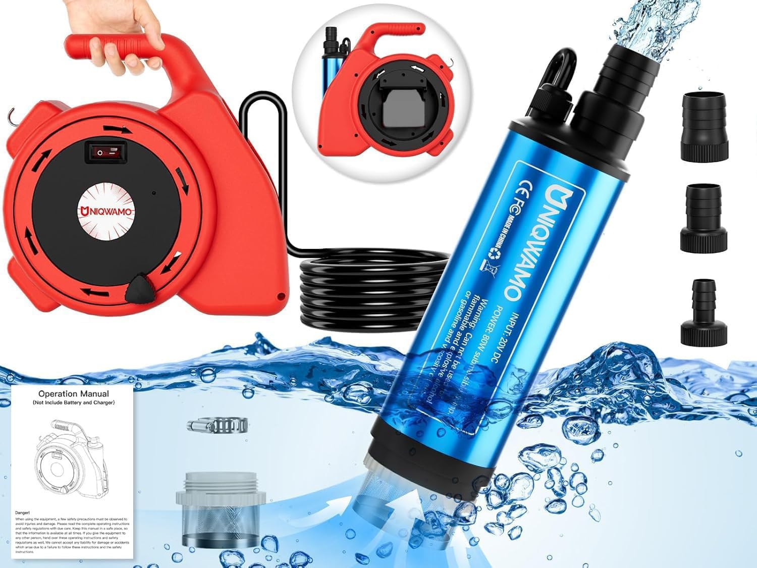 **Milwaukee 18V Battery-Powered Portable Water Pump - 635GPH, 120W, Submersible Transfer Pump for Garden, Camping, Kiddie Pool, Fish Tank (Battery Not Included) - Ideal for Outdoor, Emergency & DIY Water Transfer**