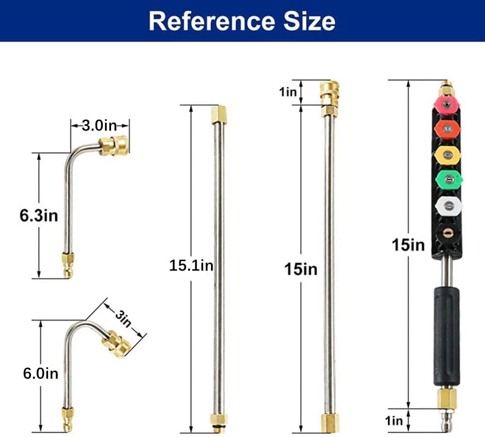 10 Ft Pressure Washer Wand Extension - 15 Pack Heavy Duty Power Washing Attachments with 1/4