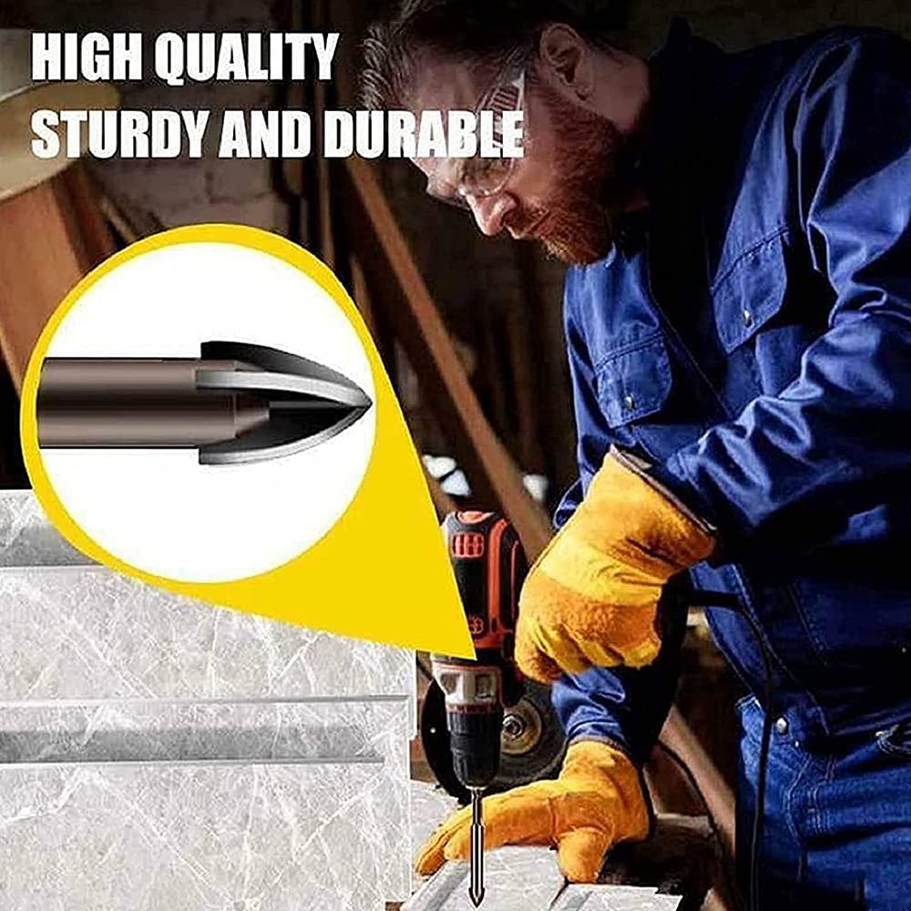 5/7PCS Titanium Alloy Drill Bit Set - Universal Multi-Purpose Drill Tap Bits for Glass, Tile, Concrete & Metal - High Efficiency Triangle & Cross Tip Tools (7PCS) - Perfect for DIY Home Projects, Construction & Woodworking