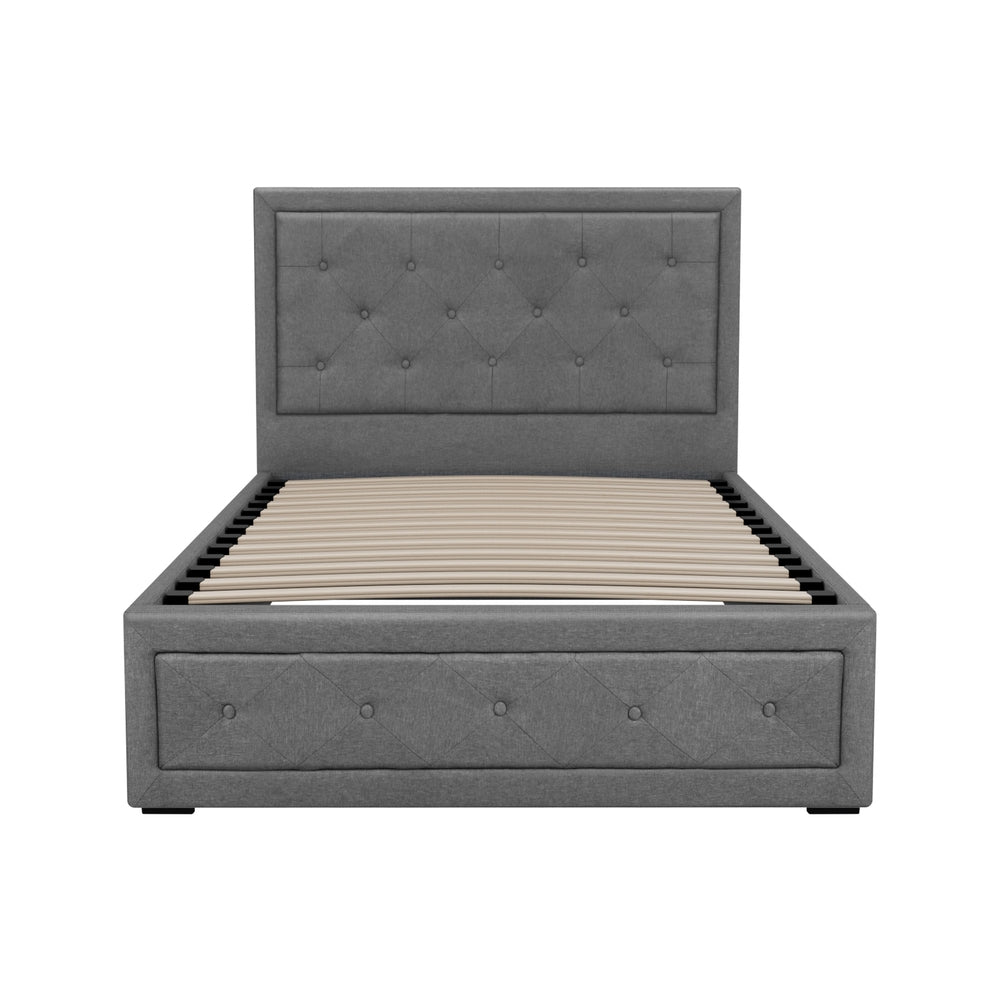 Bronte Storage King Single Bed Frame Grey - Space-Saving Bed with Underbed Storage for Small Rooms & Apartments