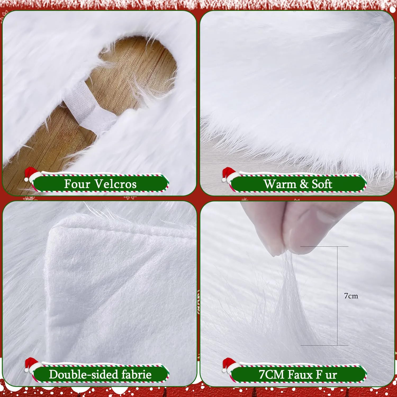 48 Inch Faux Fur Christmas Tree Skirt - Plush Holiday Decor for Xmas Party & Home Decorations | Perfect for Living Room, Bedroom, and Festive Gatherings