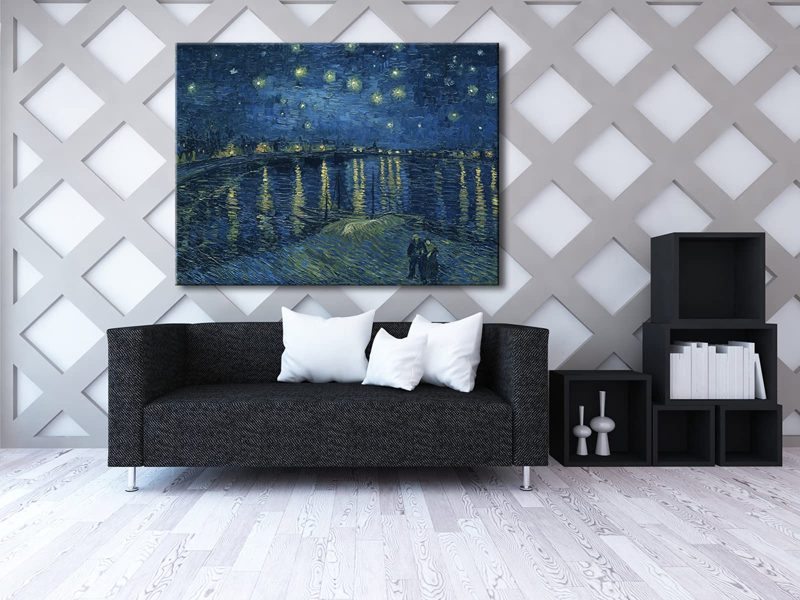Van Gogh Starry Night Over the Rhone Canvas Print - Extra Large Giclee Wall Art Reproduction, Modern Wrapped Gallery Seascape Painting for Bedroom & Home Decor - Perfect for Living Room, Office & Gift Giving