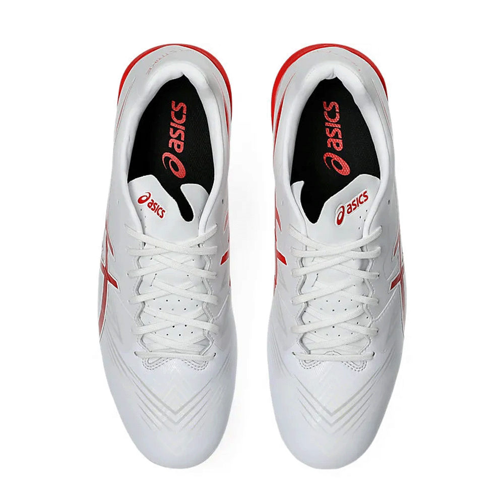 ASICS Swift Strike FG Football Cleats - White/Fiery Red Soccer Shoes for Men | Lightweight & Durable for Turf & Firm Ground | Perfect for Training & Matches