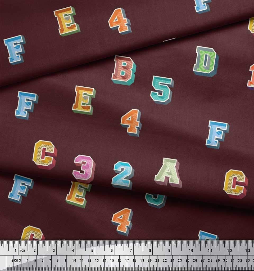 Soimoi Moss Georgette Brown Fabric by The Yard - 42 Inch Wide Printed Textile with Numbers & Alphabets Design for DIY Crafts, Dressmaking, Home Decor and Educational Projects | Perfect for Sewing, Quilting, Classroom Activities and Creative Play