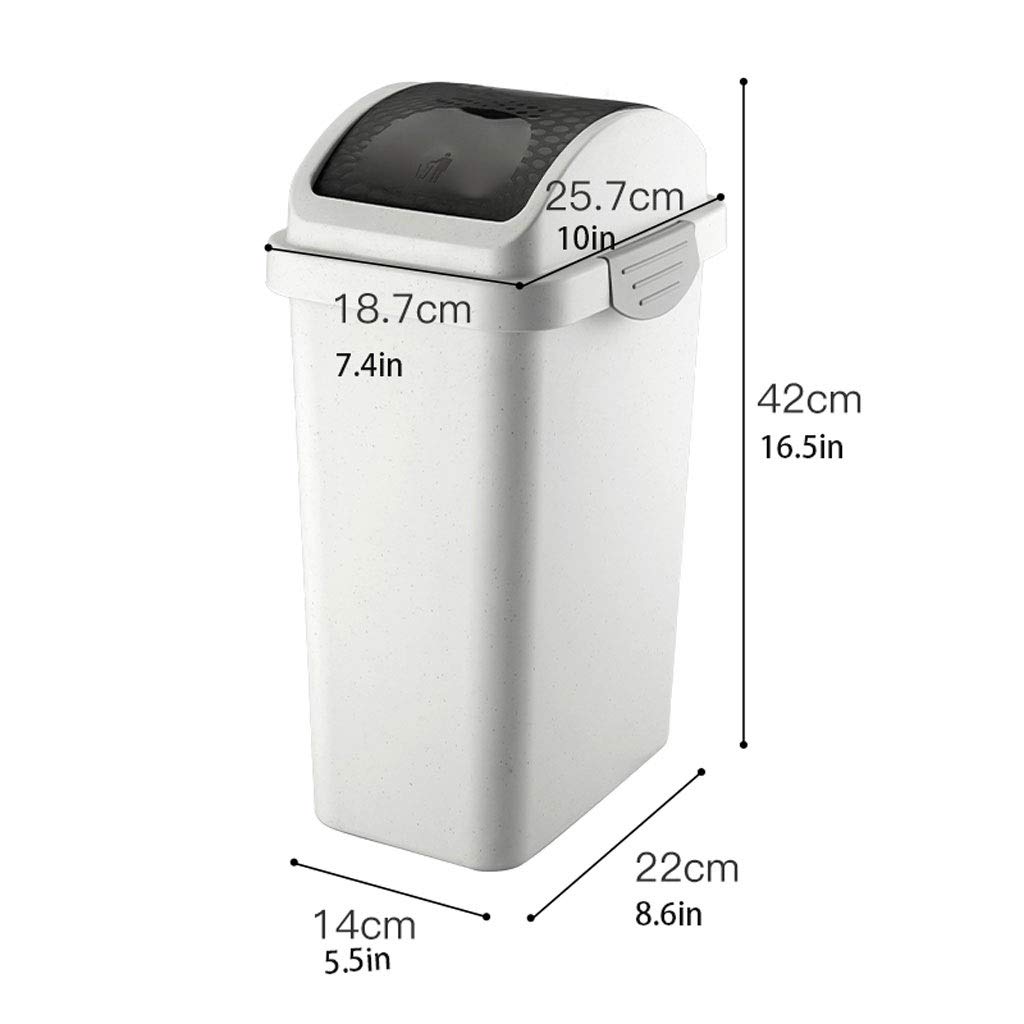 Stainless Steel Rocking Lid Trash Can - 13 Gallon Kitchen Garbage Bin with Odor Control, Narrow Design for Small Spaces - Perfect for Home, Office, Bathroom & Recycling Use