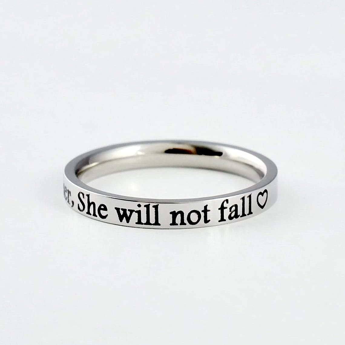 Christian Stainless Steel Stackable Ring - Psalm 46:5 Inspirational Gift for Sisters & Friends