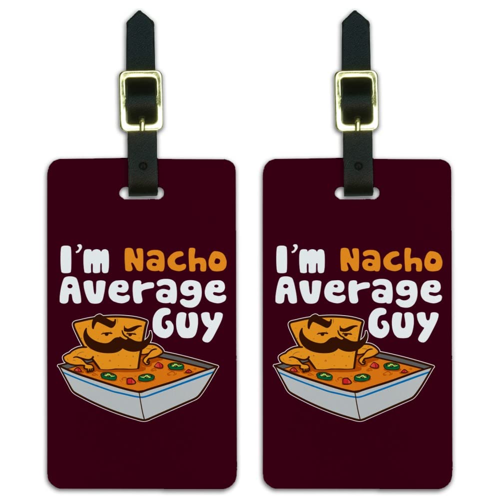Funny Mustache Luggage ID Tags - Set of 2 Travel Accessories for Men | Unique Gift for Dad, Husband & Boyfriend | Perfect for Suitcases, Backpacks & Travel Bags
