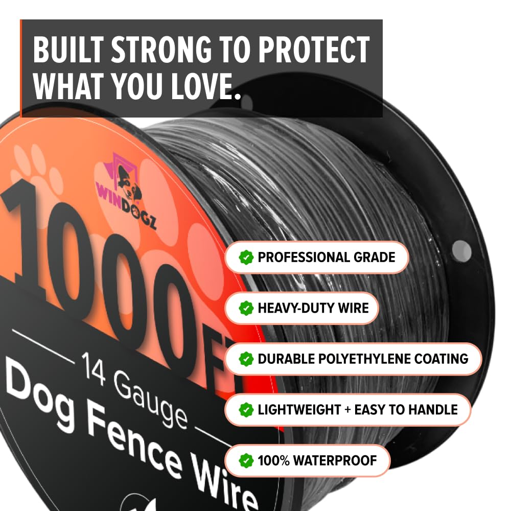 14 Gauge 1000 ft Electric Dog Fence Wire - Professional Grade Underground Pet Containment System for 1 Acre Coverage | Durable & Easy Installation | Compatible with Major Brands | Perfect for Backyard, Farm & Large Property Pet Safety