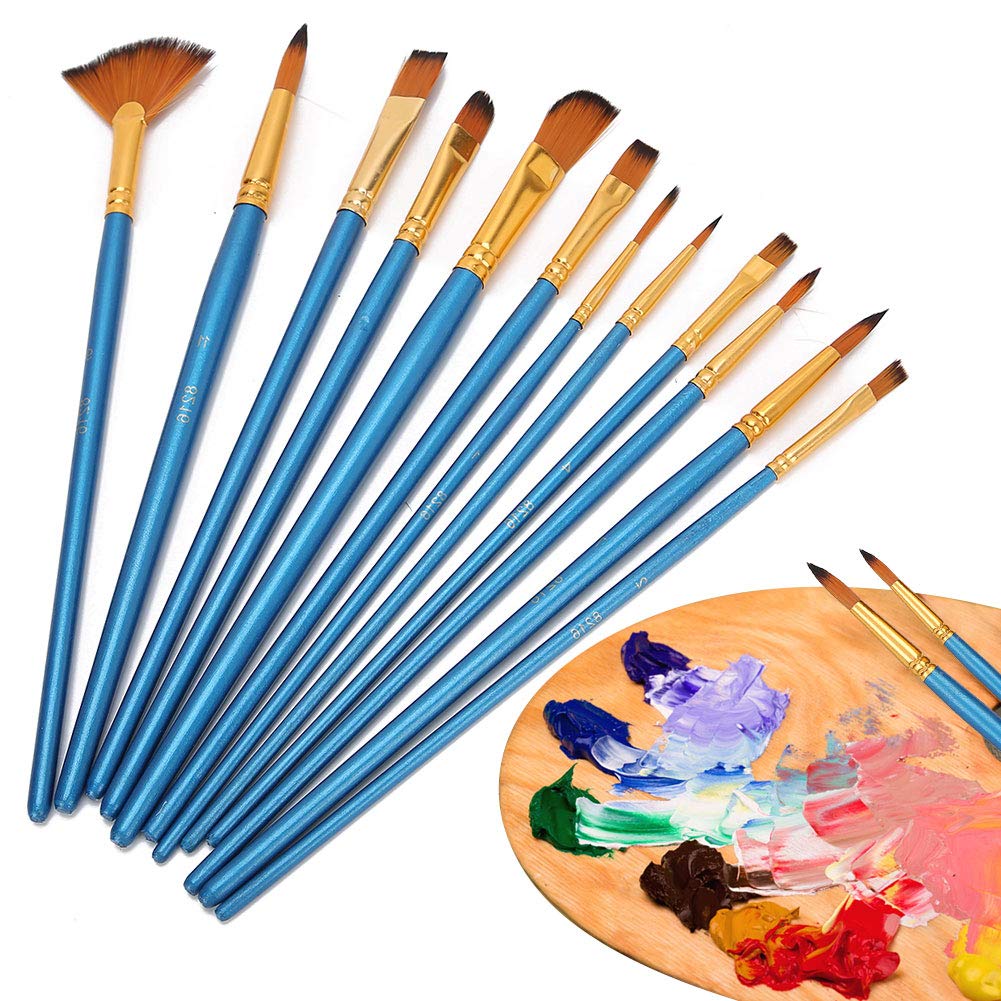 Premium Paint Brushes Set - Professional Artist Paintbrush Kit for Gouache, Acrylic & Watercolor Painting (Blue) - Perfect for Canvas Art, DIY Crafts & Home Decor Projects
