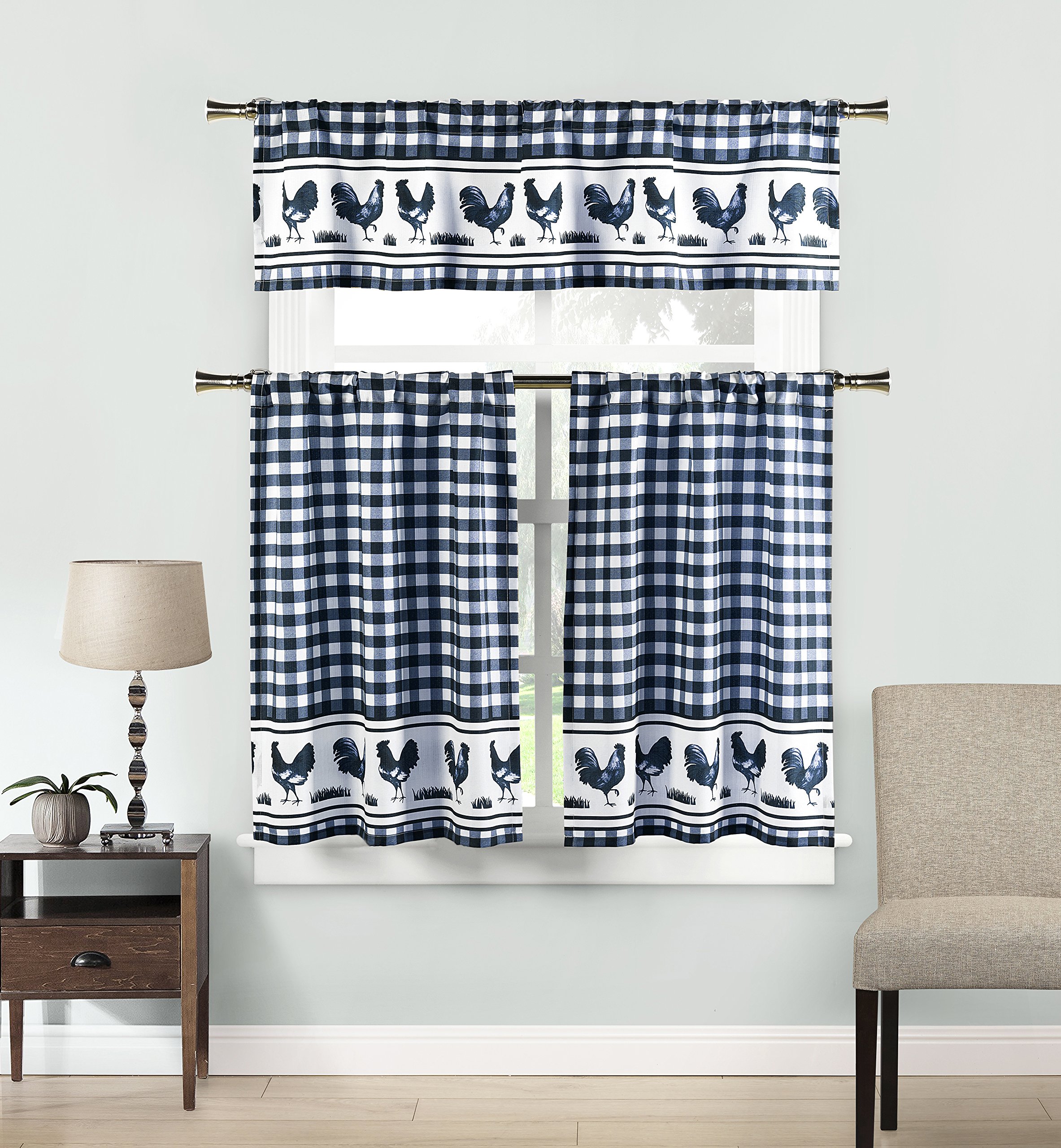 Duck River Textile Hellen Kitchen Curtains - Navy & White Striped Window Treatment for Farmhouse & Coastal Style Homes | Perfect for Kitchen Windows, French Doors & Breakfast Nooks