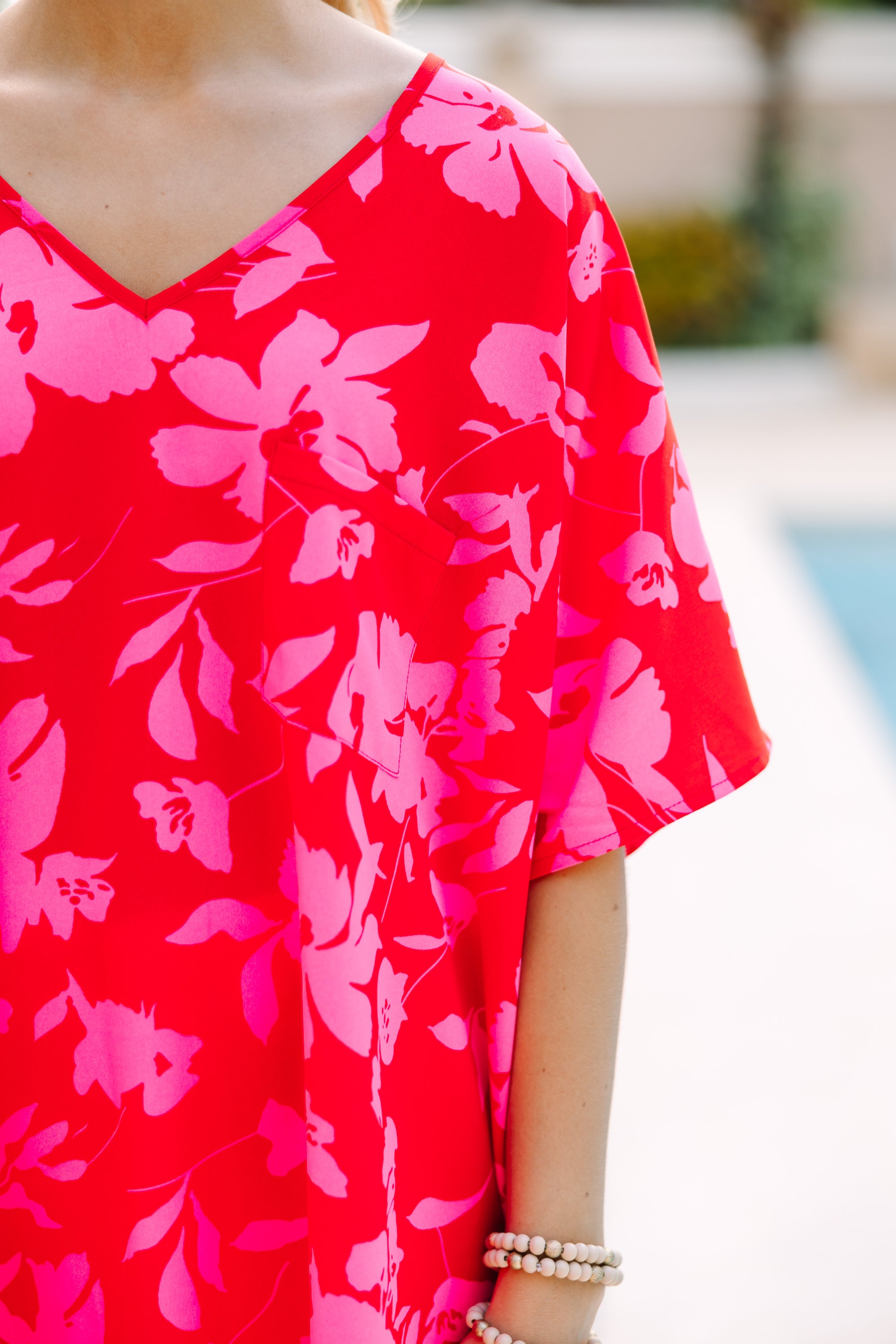 Stylish Red Floral Top for Women - Elegant Blouse for Casual Outings & Summer Parties | Perfect for Date Nights & Beach Vacations