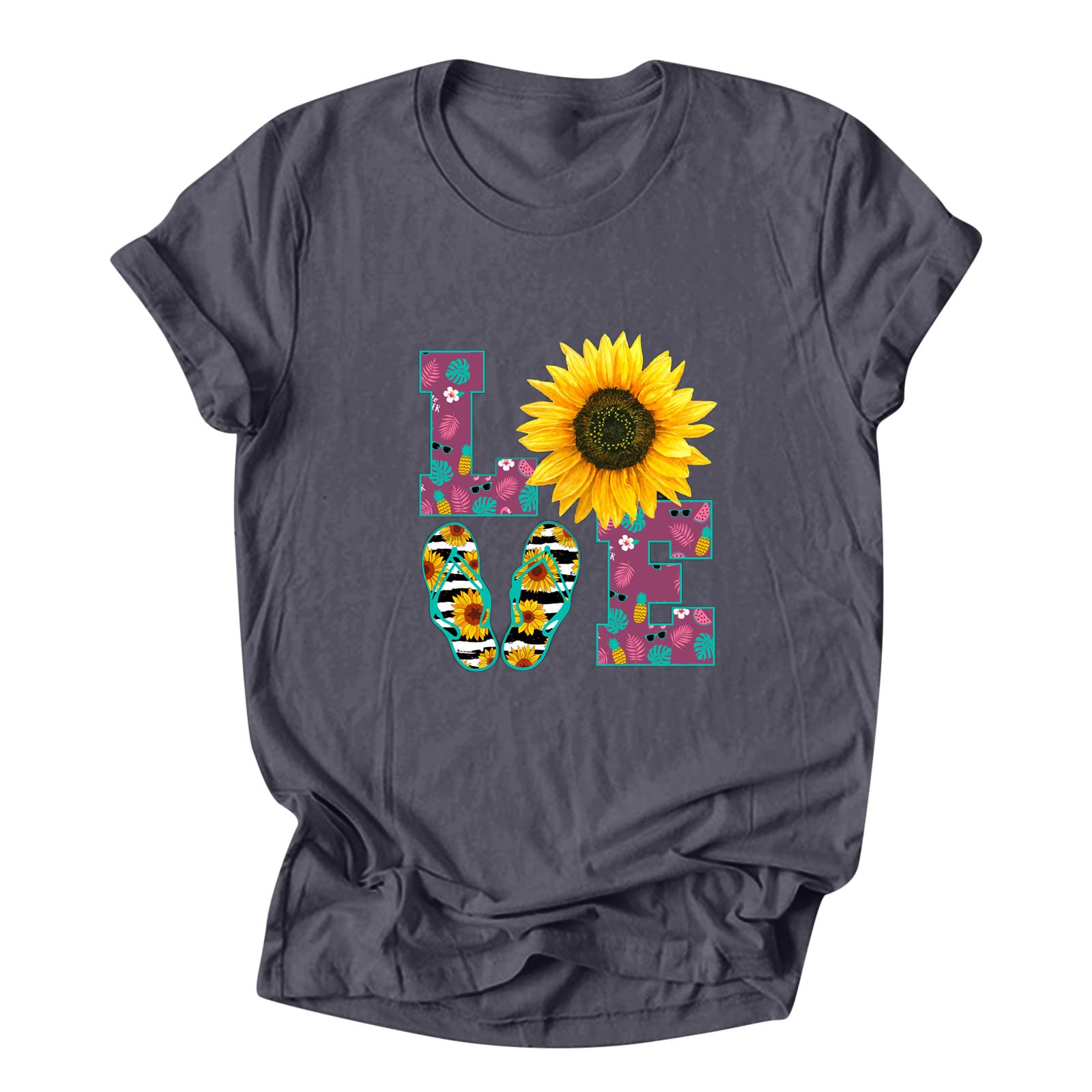 OJinShaWanO Women's Summer Casual Printed Sweatshirt - Short Sleeve Pullover Blouse for Women | Perfect for Beach Outings, Weekend Brunch & Summer Travel