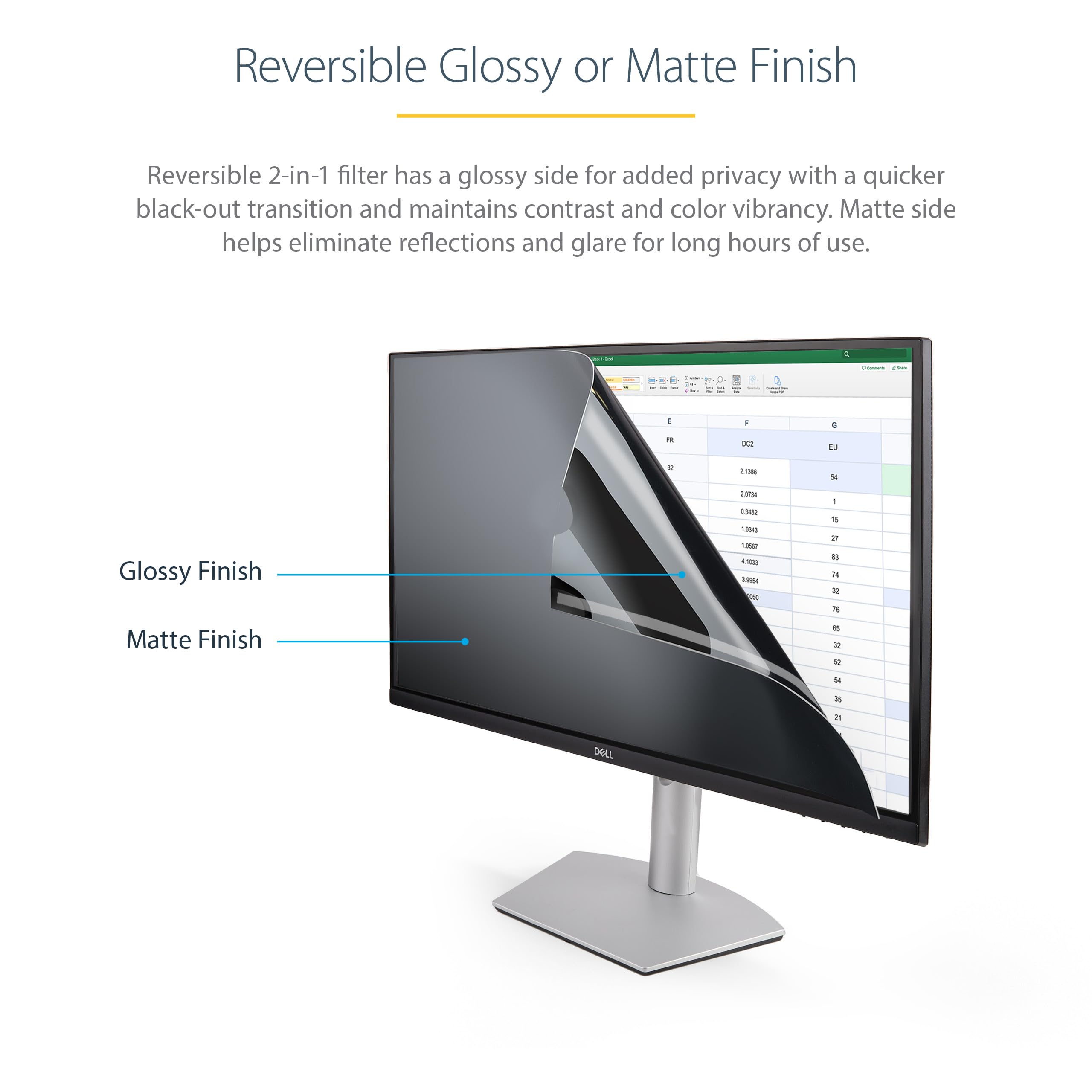 StarTech.com 21.5 Inch Widescreen Monitor Privacy Screen - Anti-Glare Computer Security Filter with Blue Light Blocking for Office & Home Use