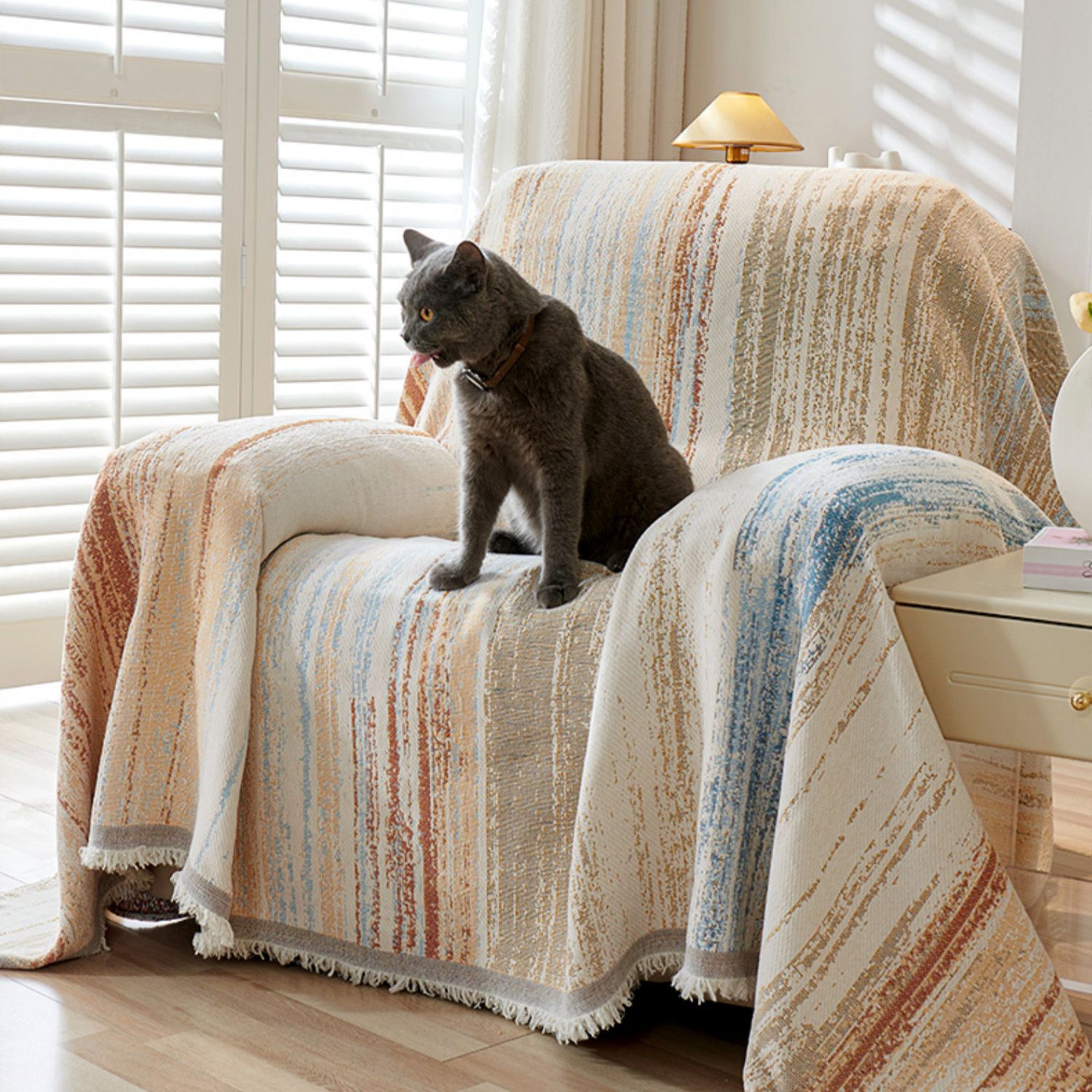 Soft Chenille Sofa Cover - Stretchable & Washable Furniture Protector for Living Room, Bedroom, or Office - Perfect for Pets & Kids