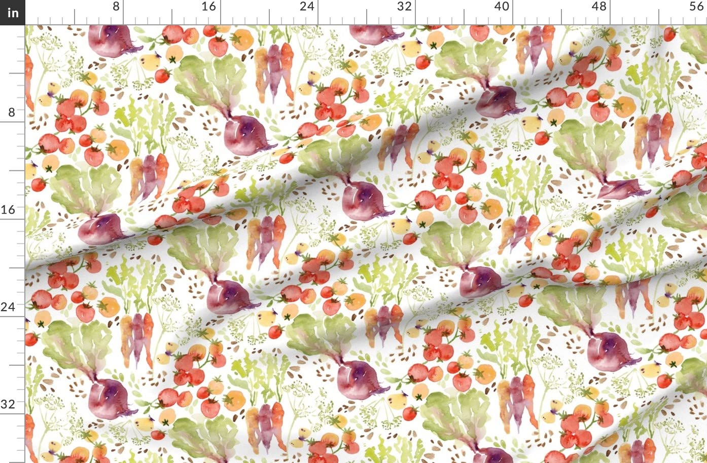 Garden Chartreuse Botanical Vegetable Printed Denim Fabric by The Yard - Heavyweight Cotton Material for DIY Apparel, Home Decor & Upholstery - Perfect for Gardening Aprons, Curtains & Throw Pillows