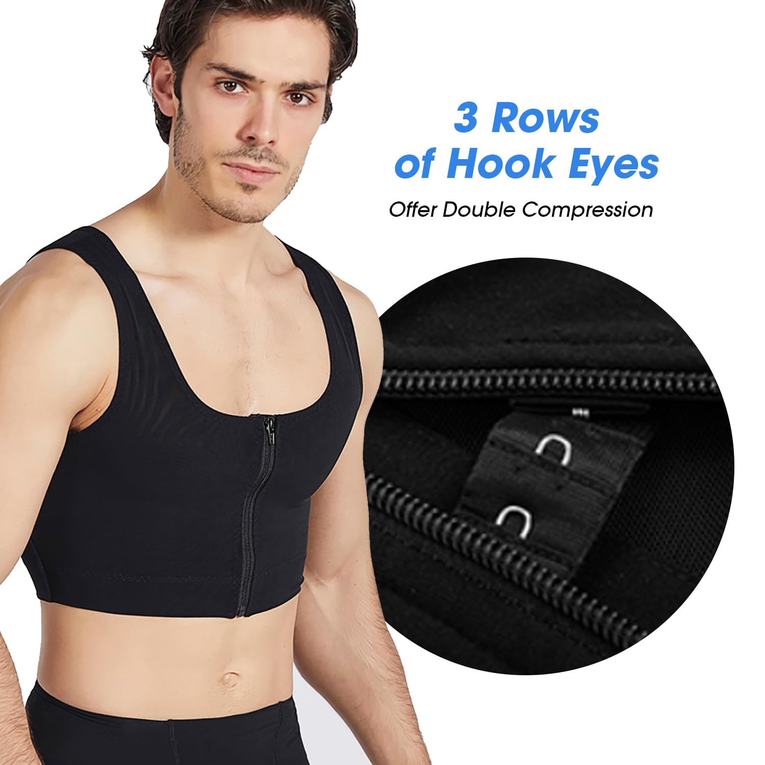 Post-Surgery Compression Vest for Men - Gynecomastia Chest Shapewear - Breathable & Adjustable Recovery Garment for Post-Op Healing, Workout & Daily Wear