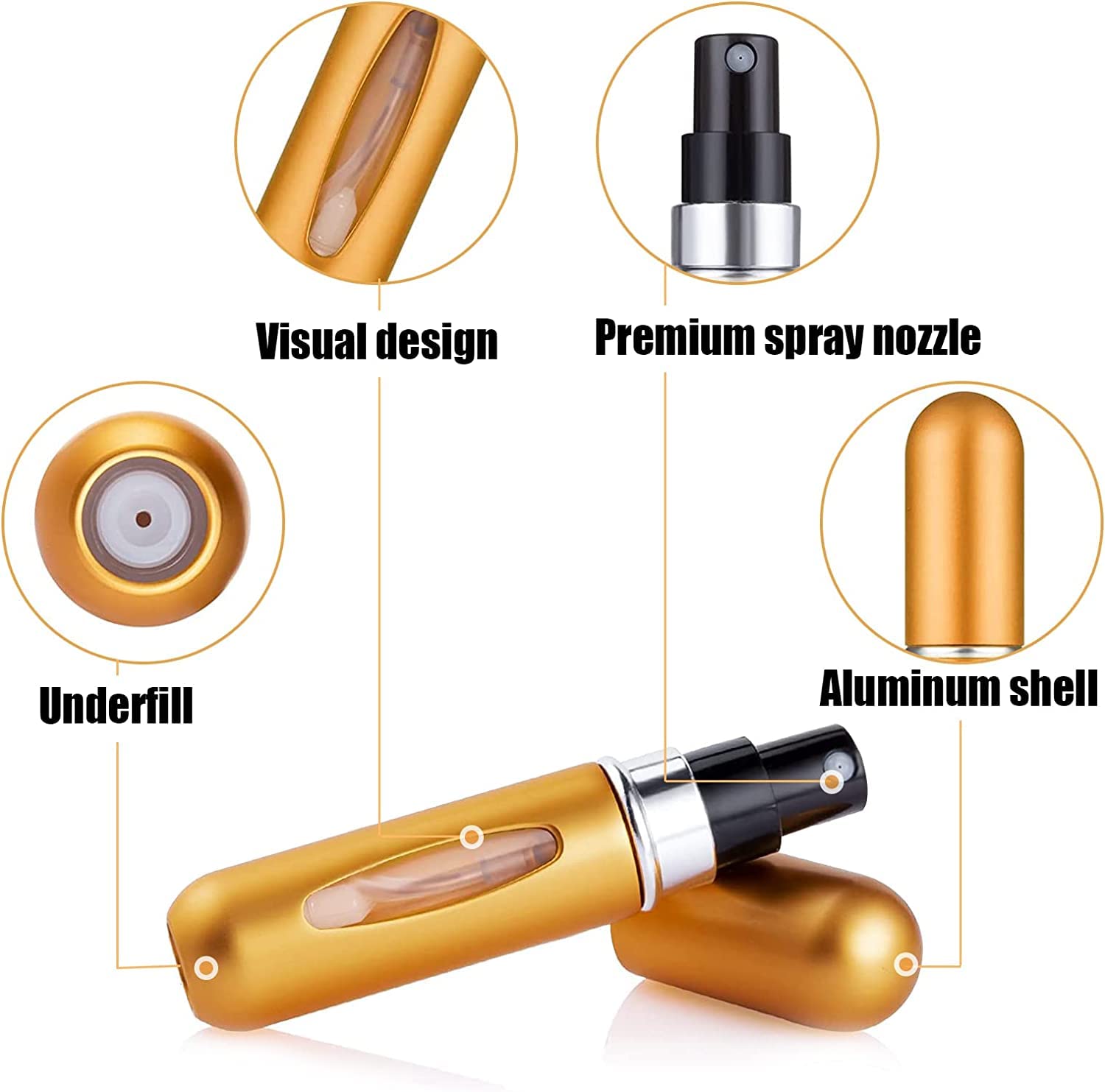 QNEEK 5ml Portable Mini Perfume Atomizer Refillable Spray Bottle - Travel Essential Scent Pump Case for Women & Men (2 Pack, Multi Color) - Perfect for Gym, Office, and Vacation Trips