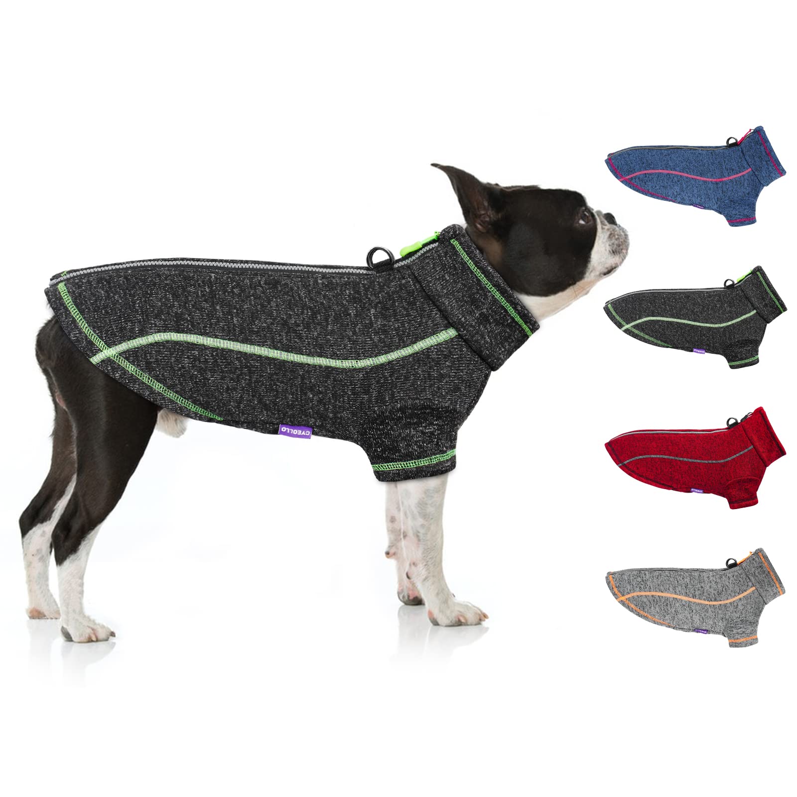 Cyeollo Fleece Dog Jacket with Reflective Stripes & Zipper - Warm Winter Coat for Medium Dogs - Perfect for Outdoor Walks, Hiking, and Cold Weather Protection