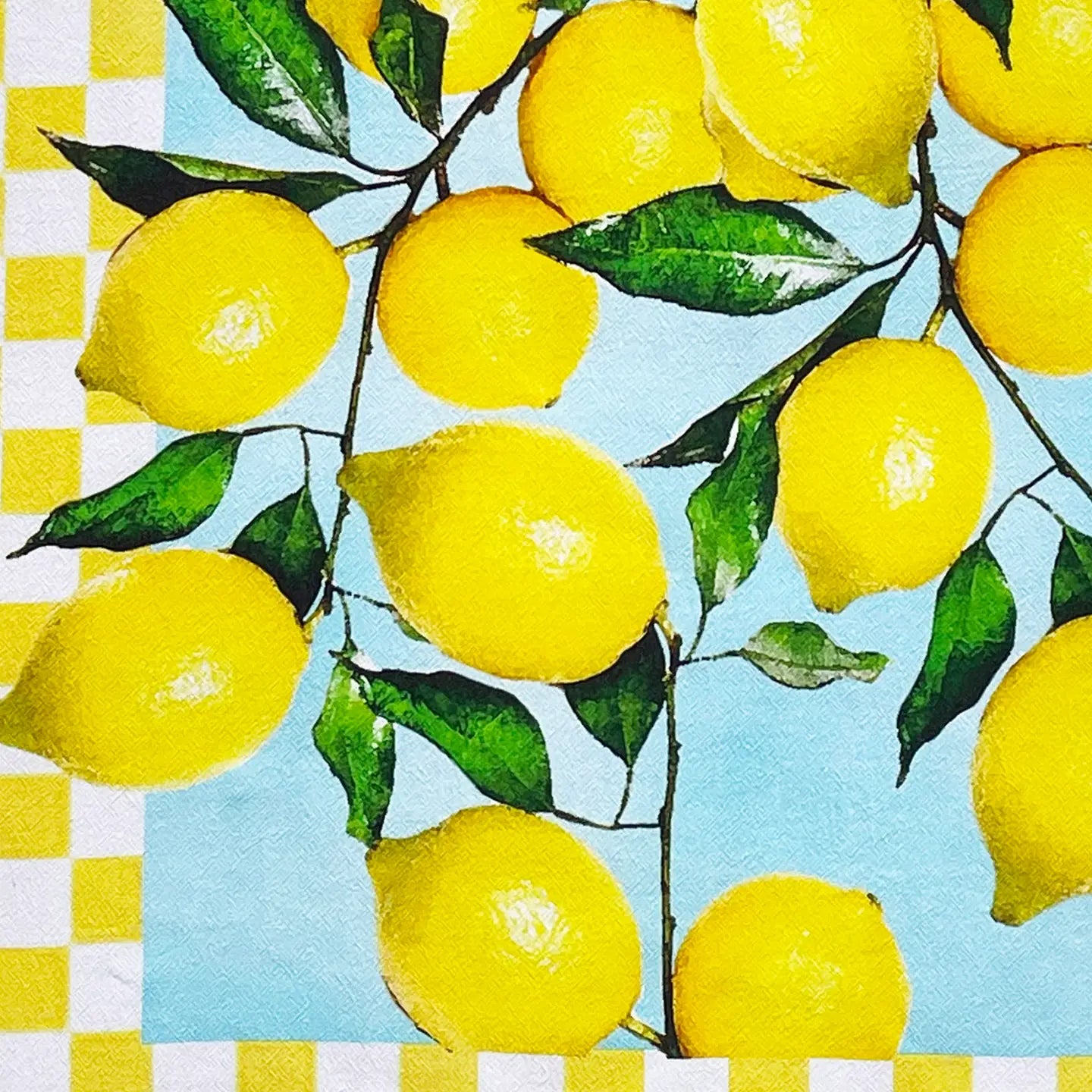 Organic Cotton Lemon Print Tea Towel - Absorbent & Quick-Drying Kitchen Towel for Dishes, Hands, and Countertops | Perfect for Baking, Cooking, and Kitchen Decor
