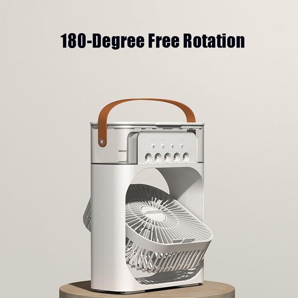 Portable Mini Desk Fan with Mist Spray - 4-in-1 Personal Air Cooler, Icy Fan, Humidifier & LED Night Light (Midnight Onyx) | Perfect for Home, Office & Outdoor Cooling