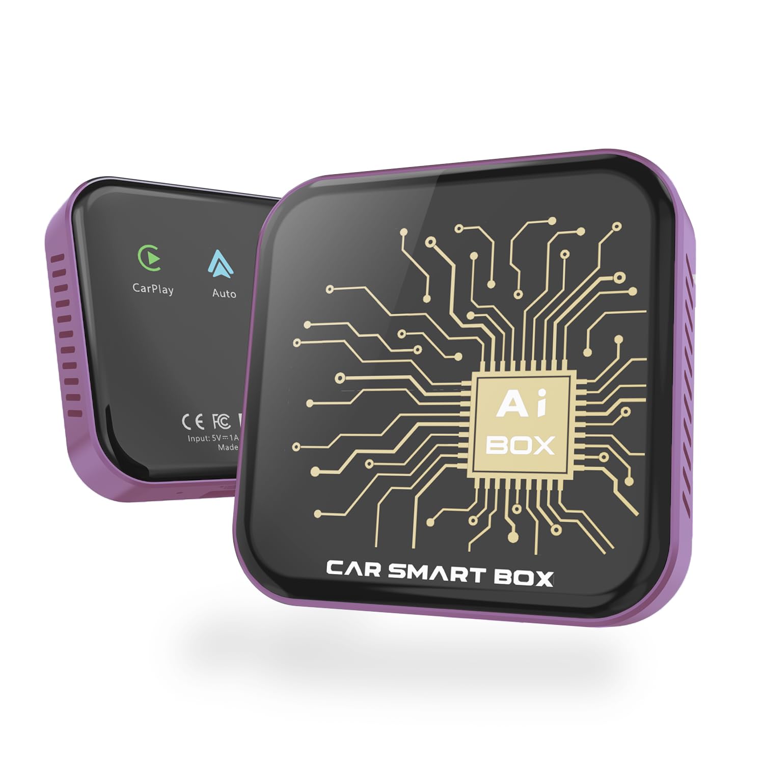 2024 Wireless CarPlay & Android Auto Adapter - 2+32GB AI Magic Box for Netflix, Disney+, YouTube Streaming | Plug & Play for OEM Wired Cars | Grape Purple | Perfect for Road Trips & Commuting Entertainment